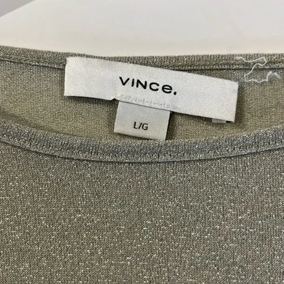 Vince. Layered Shimmer Jersey Long Sleeve Crew Neck Top - Picture 4 of 5